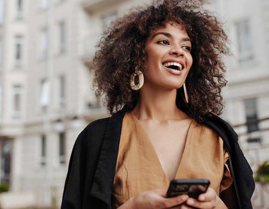 Young woman with curly hair